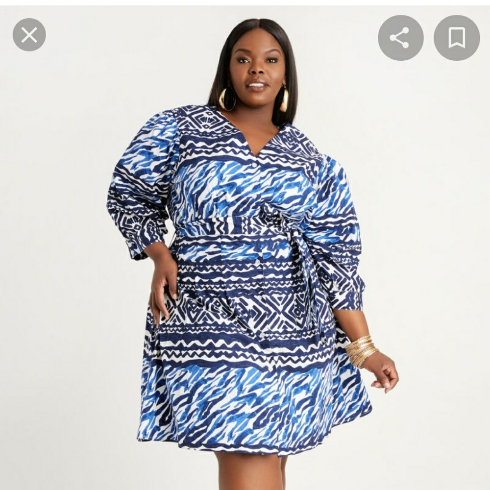 Plus Size Blue A-Line Dress